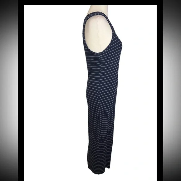 Marine Layer Lexi Daytime Stretch Midi Dress Blue Striped Med - Picture 5 of 6